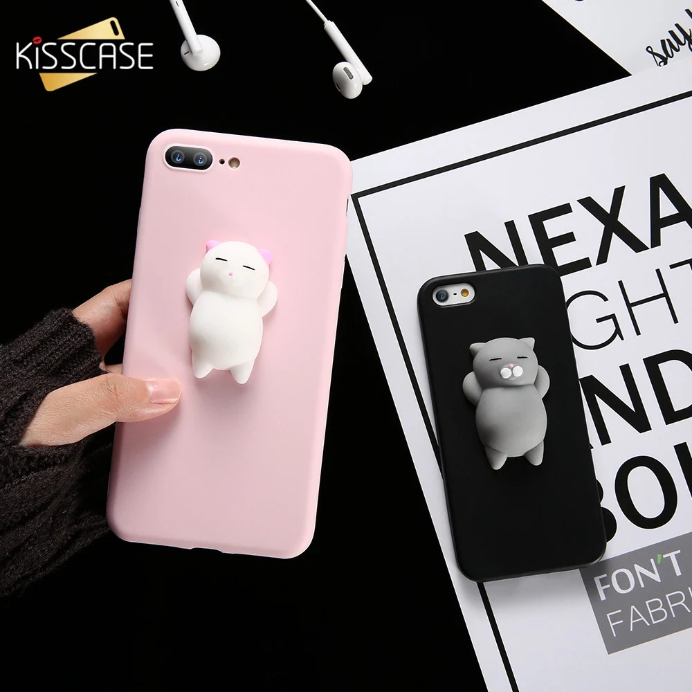 2018 New Kisscase Cat Чехол для iPhone X 8 7 6 S Plus 5S 5 SE милый мультфильм мягкая кукла samsung Galaxy Note S8