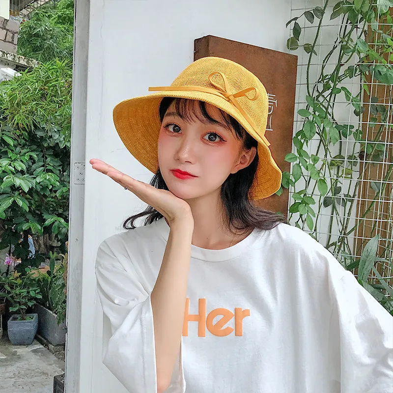 Хлопчатобумажная и льняная Летняя женская Солнцезащитная Рыбацкая шляпа
