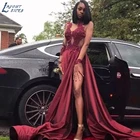 APD121 женское платье для выпускного вечера с высоким разрезом, черные платья с аппликацией в виде драгоценных камней для девушек, Длинные арабские вечерние платья