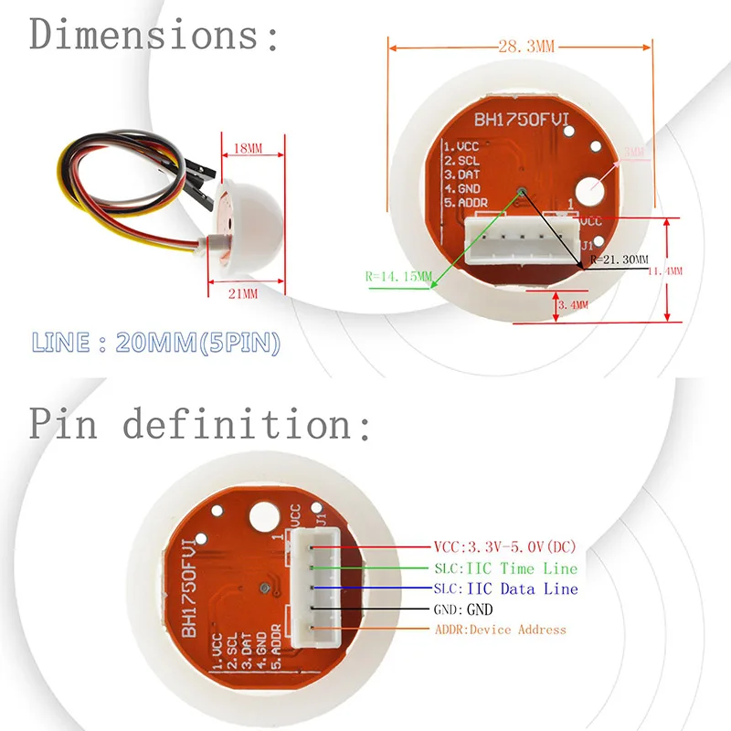 New Hot Digital Light Intensity Sensor Module Ball BH1750FVI Chip | Электроника