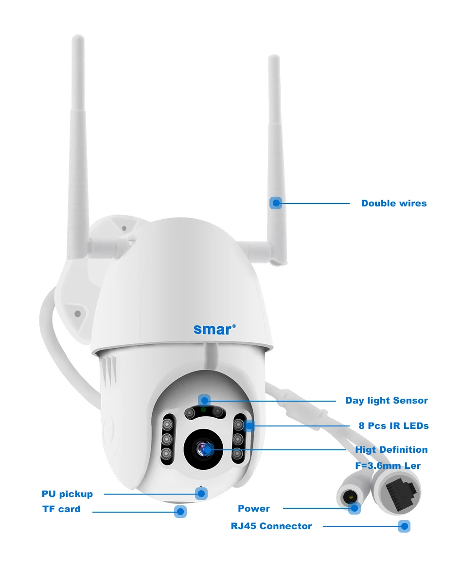 Smwifi камера наружная PTZ IP камера H.265X 1080p скорость CCTV камера безопасности s IP камера wifi Внешняя 2MP IR домашняя Surveilance