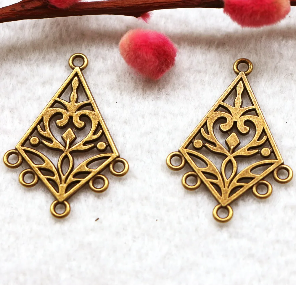 

Free Shipping 6pcs 39*39mm ancient bronze many hole heart earring connector alloy jewelry accessories