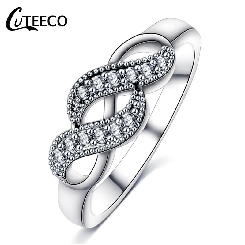 CUTEECO серебристый цвет прозрачный CZ обручальное кольцо для женщин подходит бренд кольца горячая Распродажа ювелирное обручальное кольцо дропшиппинг - Цвет основного камня: AD0698