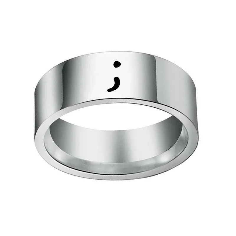 Кольцо Semicolon вдохновляющие ювелирные изделия информирование о самоубийстве