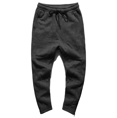 dark flower grey Мужские Новые Стильные черные брюки на молнии, утолщенные Узкие повседневные штаны, мужские шаровары с флисовой подкладкой, модные брюки в стиле хип-хмель, K923-2 - Цвет: dark flower grey
