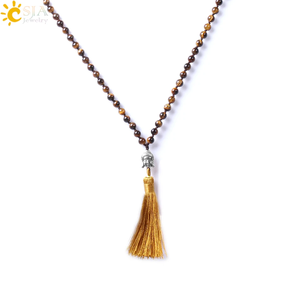 Ожерелье CSJA 2018 натуральный драгоценный камень тигровый глаз ожерелье для мужчин