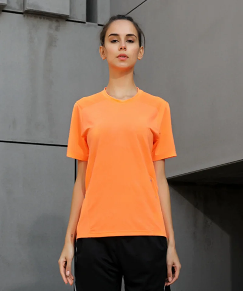 P11-7 orange Женская футболка для йоги, бега, Стрейчевые футболки для женщин, спортивный топ для фитнеса, тренировок, женский свободный короткий рукав, женская футболка - Цвет: P11-7 orange
