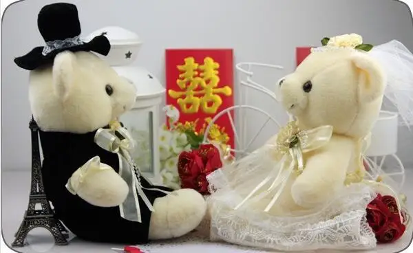 Плюшевый мишка для пар 20 см 2 шт./лот бесплатная доставка подарок на свадьбу ST060 |