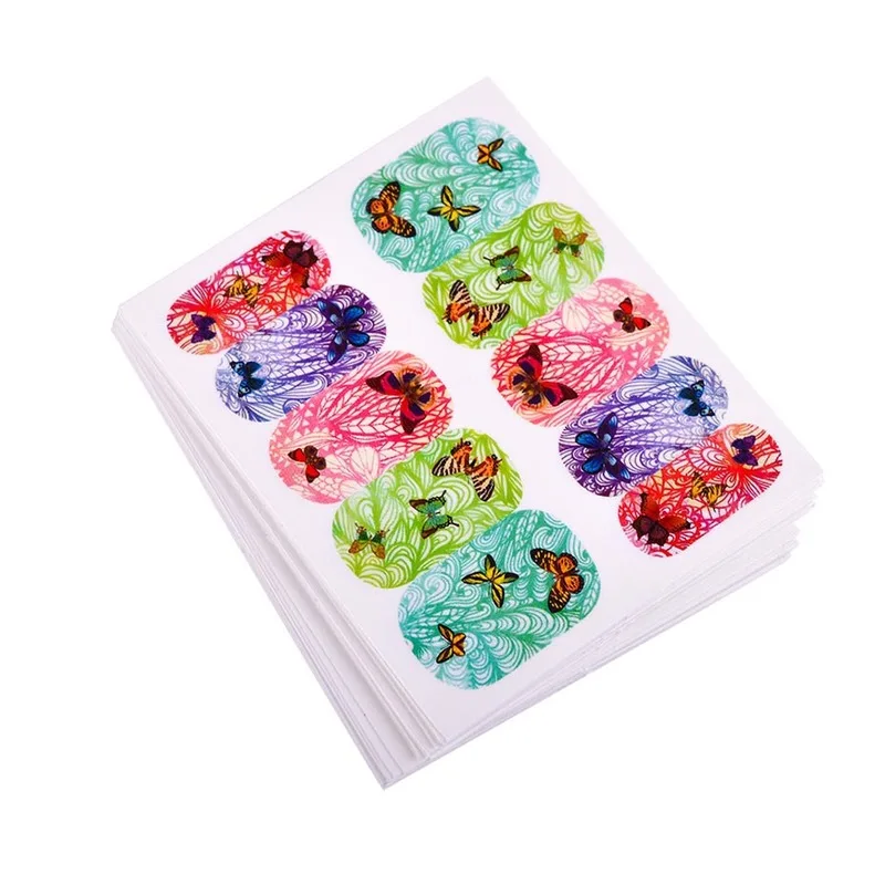 Набор налеек для ногтей смешанных цветов с полным покрытием 25 водяных цветных