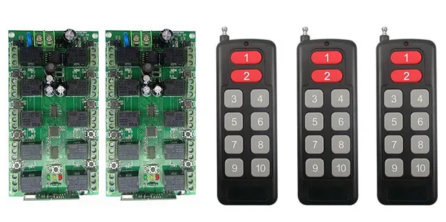 Индивидуальный код обучения DC12V 10A 10CH Беспроводной переключатель системы