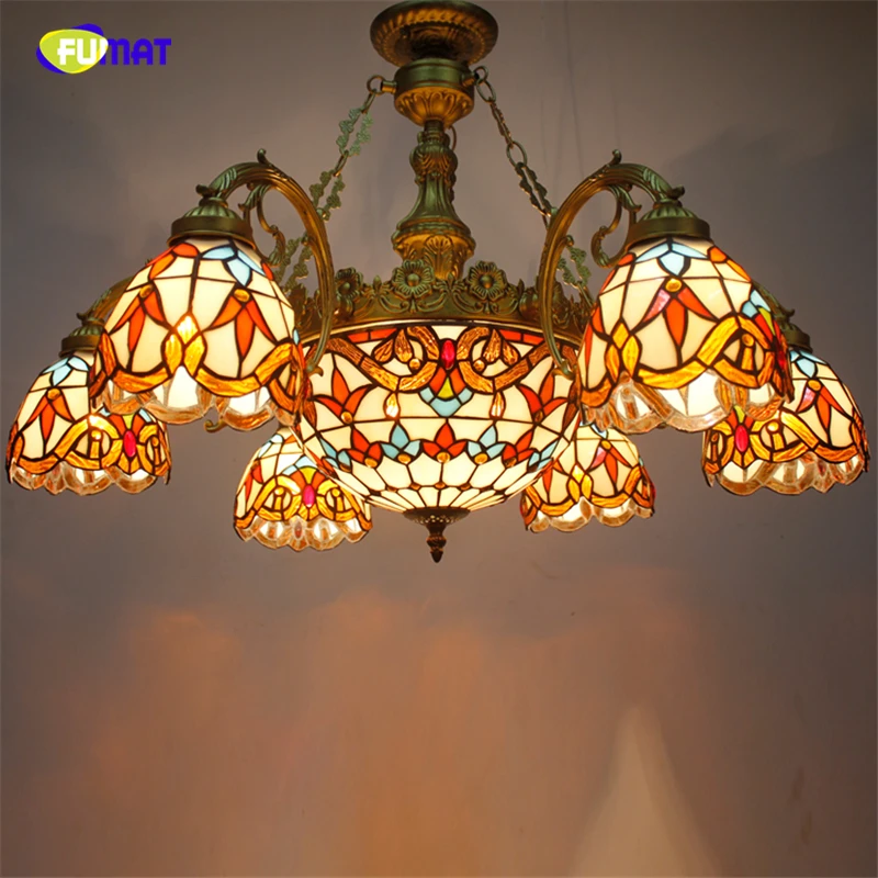 Стеклянный абажур FUMAT в стиле барокко люстры с витражом Тиффани лампы для