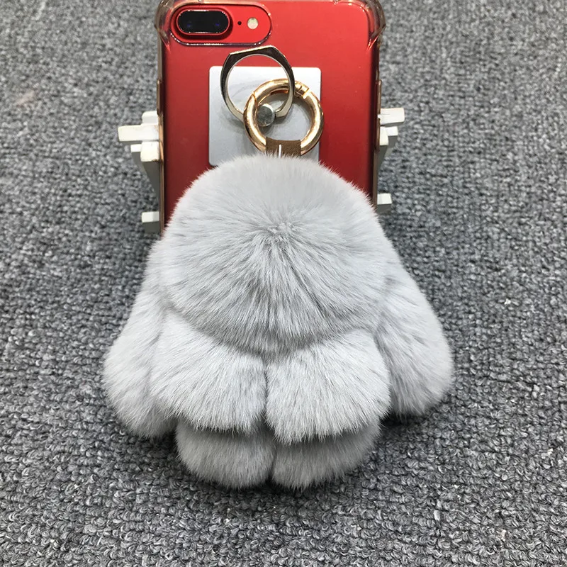 Fashion Women Fluffy Rex Rabbit Fur Keychain Mini Cute Bunny Key Chains phone Bag Charm Pom Ball Car Keyring | Украшения и
