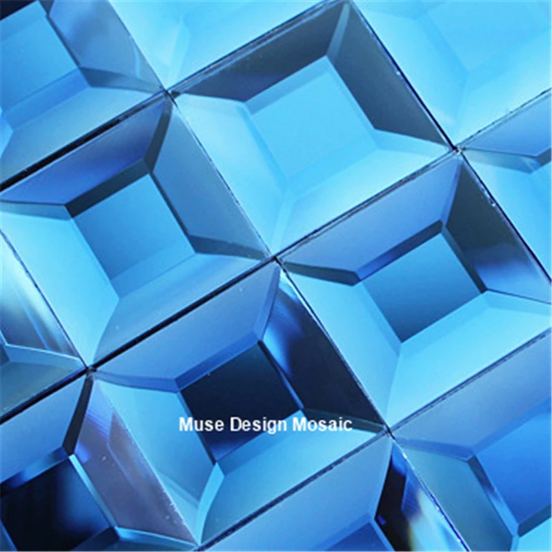 Бесшовная синяя стеклянная мозаичная плитка со скошенными бриллиантами с 5