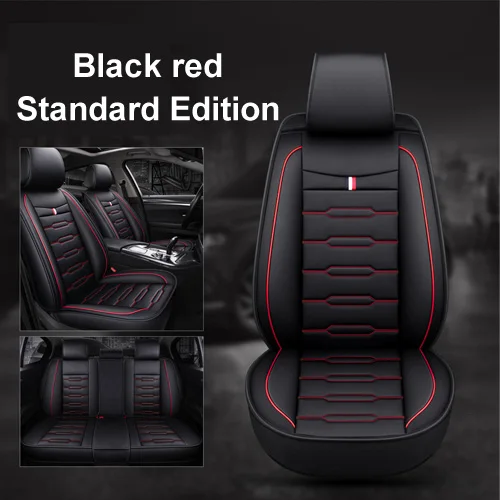 Black red Новые Мультяшные роскошные кожаные автомобильные чехлы для Volkswagen vw passat polo golf tiguan jetta touareg, автомобильные аксессуары для стайлинга - Название цвета: Black red