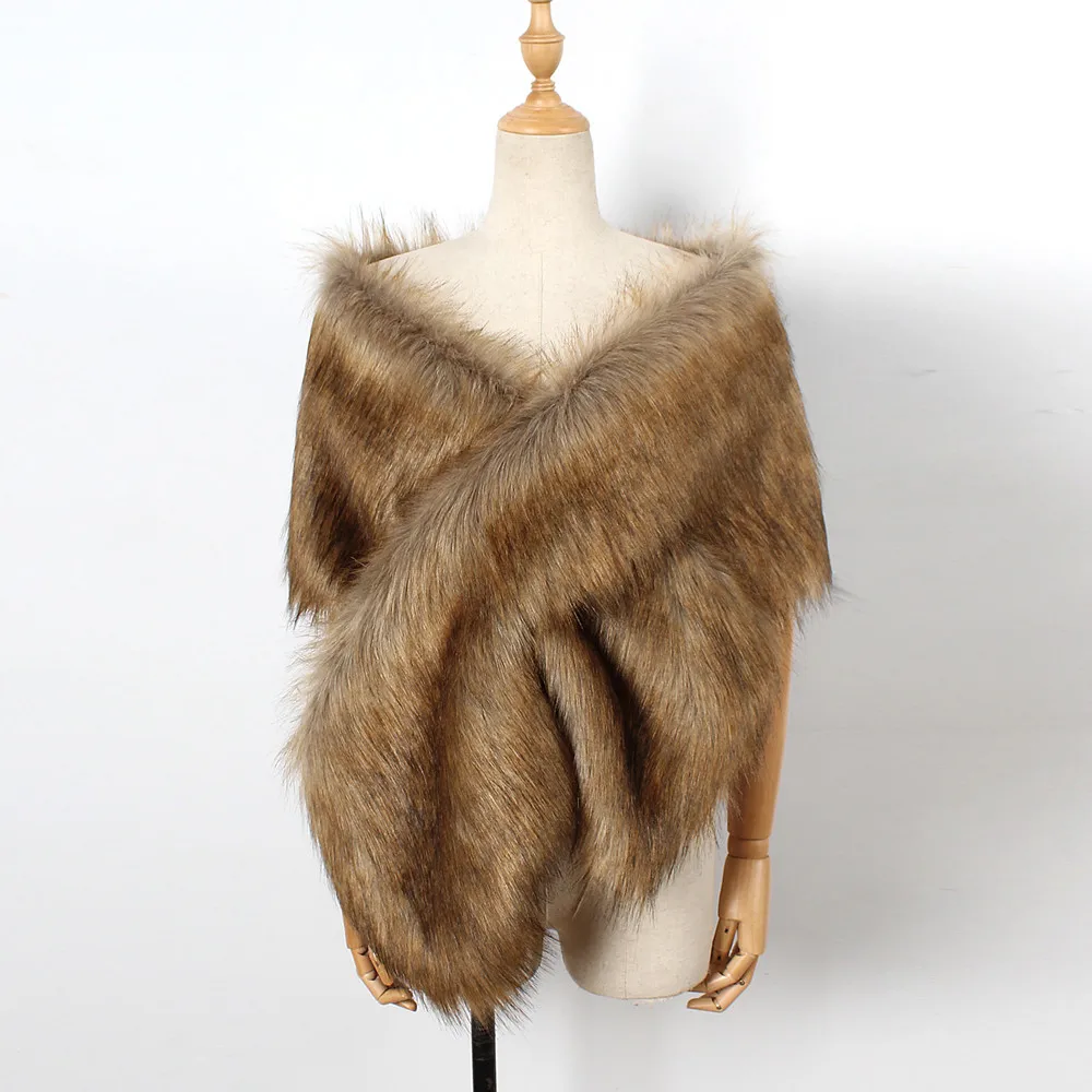 MIARHB женский шарф из искусственного меха лисы длинная шаль Пашмина свадьба зима