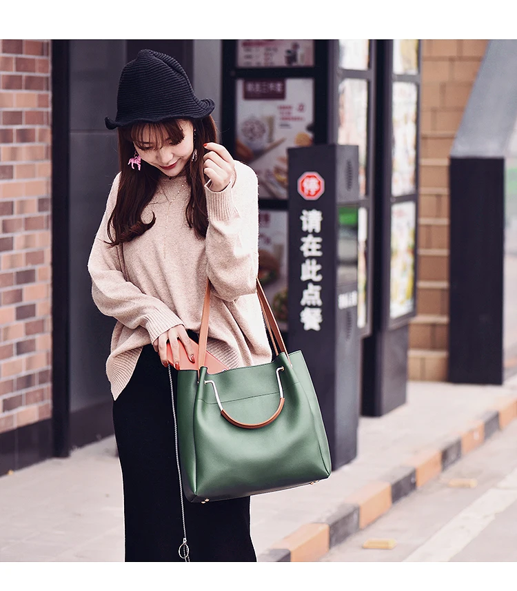 Brand Design Women Shoulder Bag Large Capacity Chain Bucket Handbags Quality PU Leather Women's Totes Shopping Bag sac a main