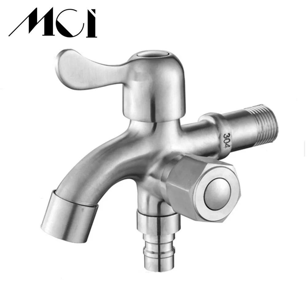 

304 Stainless Steel Washing Machine Faucet Double Use Bibcock Laundry Mop Pool Tap Dual Handles Washing Machine Taps Mic-B014