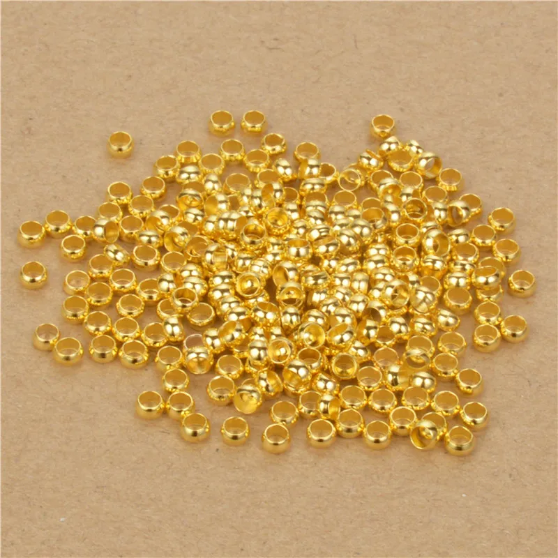 

200Pcs/lot 2 2.5 3 3.5 4mm Dia Pick 8 Colors Gold Silver Rhodium Jewelry Findings Smooth Ball Crimps Beads