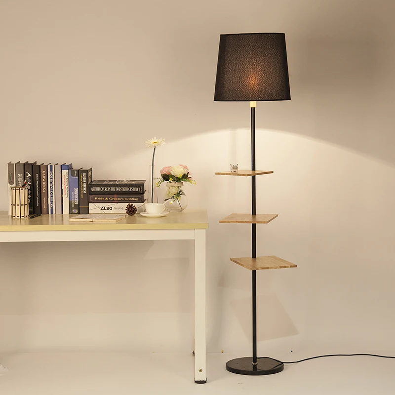 Creative Nordic Modern Minimalist Wood Fabric Led E27 Floor Lamp With Tea Table For Living Room Bedroom Study Deco H 170cm 2291 | Лампы и