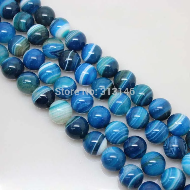 Blue Striped Agate Натуральный ассорти смешанный драгоценный камень круглые свободные нитяные каменные бусины для DIY ожерелье браслет Изготовление ювелирных изделий Размер на выбор 4 6 8 10 12 14 мм - Цвет: Blue Striped Agate