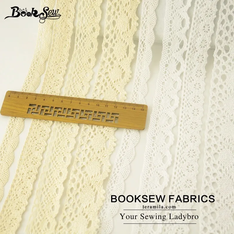 Хлопчатобумажная кружевная лента Booksew, белая и бежевая кружевная отделка, сделай сам, шитье, свадьба, скрапбукинг, 5 ярдов/партия, ширина 2 см/2,5 см/3 см/4 см
