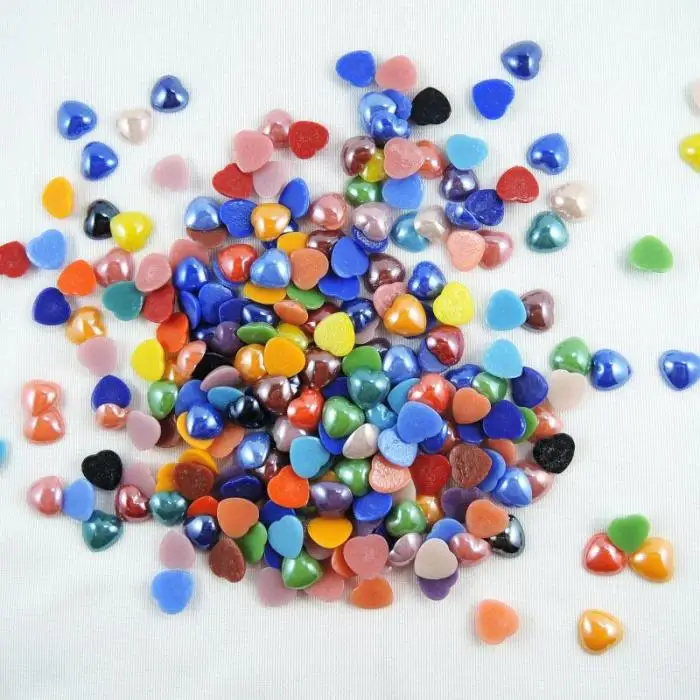 Смешанные цвета 12 мм 50 шт блестящее сердце плоская спина кабошон стеклянные