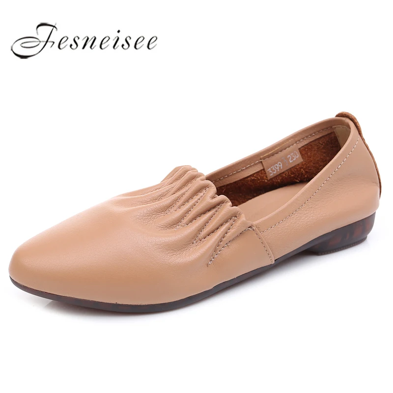 Women Flats Shoes Genuine Leather Slip on ladies Shallow Moccasins Casual Female Summer Loafer Size 35-42 | Обувь