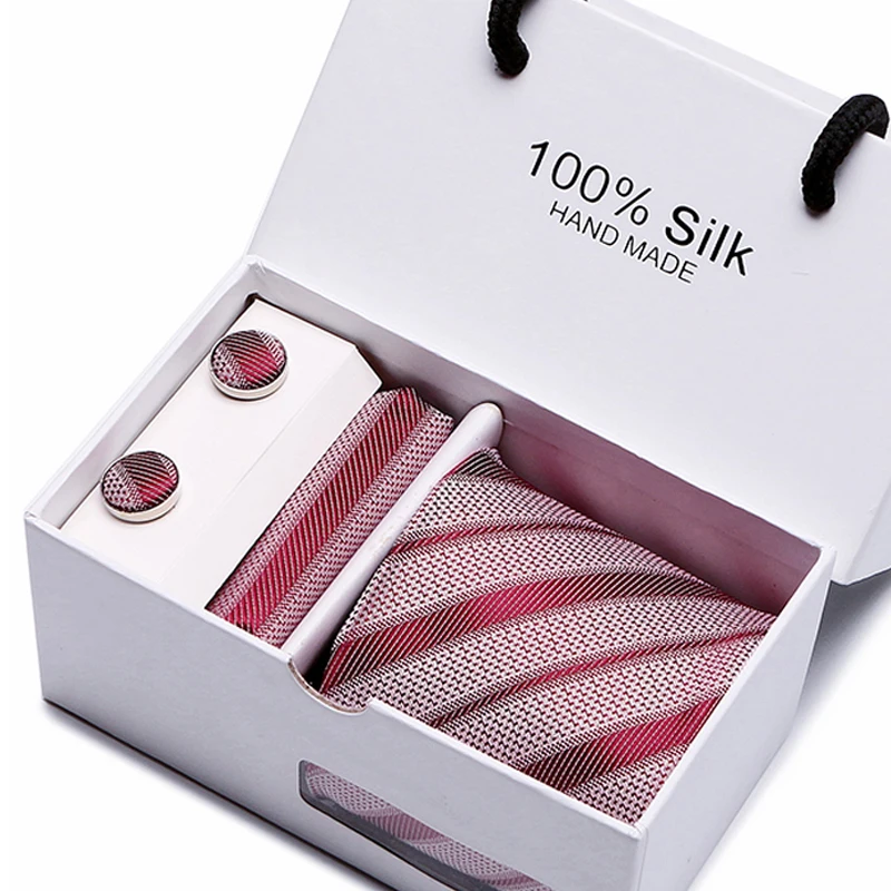 Топ Класс галстук набор для Для мужчин жаккардовые и платок запонки Gift Box Set