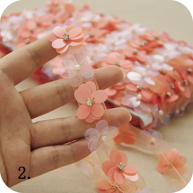 1 ярд 2 5 см модные изысканные аксессуары разноцветные 3D пластиковые цветочные