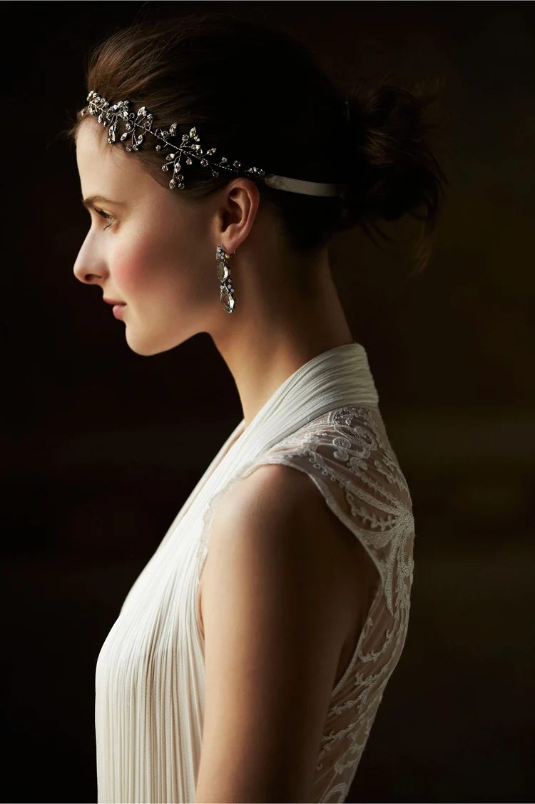 Повязка на голову Jonnafe Стразы серебристого цвета свадебные аксессуары для волос