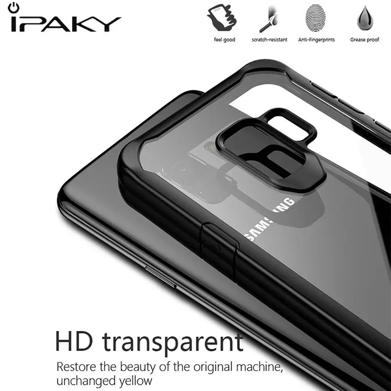 Прозрачный Чехол IPAKY для Samsung Galaxy S9 Plus чехол из мягкого ТПУ и поликарбоната задняя