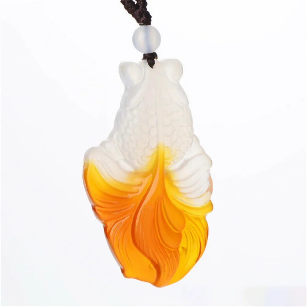 HFANCYW Трендовое натуральное красивое колье из оникса с изображением золотой рыбки