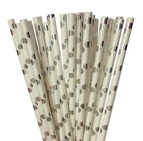 Foil Silver Dot 25 шт./лот Бумага соломинки для Baby Shower или для вечеринки по случаю свадебного торжества, дня рождения Хэллоуин Рождество питьевые соломки для праздника вечерние принадлежности - Цвет: Foil Silver Dot