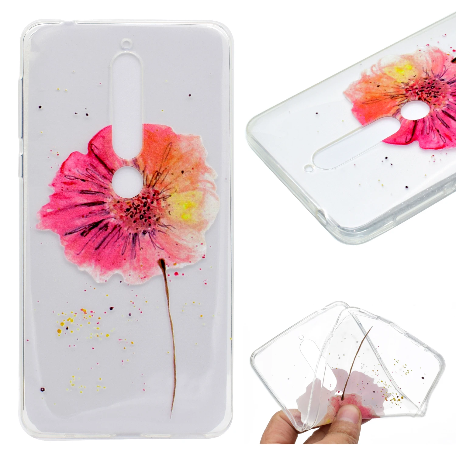 Luxury Marble Lace Flower Tower Case For Nokia 6 2018 Shockproof Silicone Soft Transparent TPU Cover sFor 7 Plus Capa |