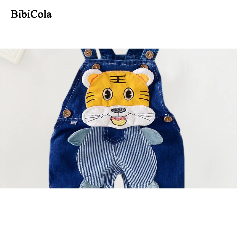 BiBiCola/Новинка весны для мальчиков джинсы брюки на подтяжках милый мультфильм Tigerkin