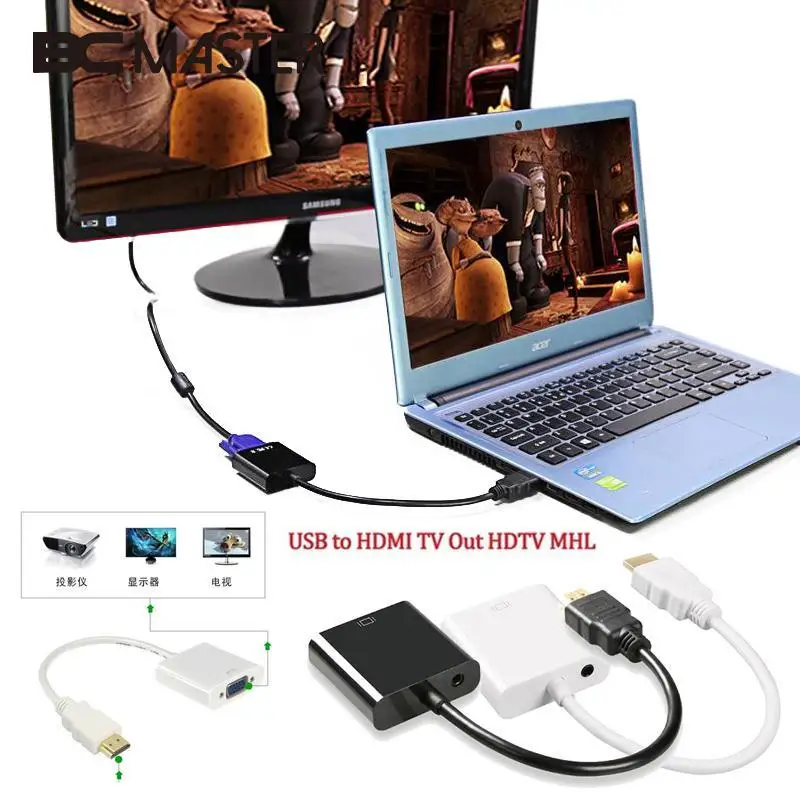 Bcmaster HDMI VGA HD 1080 P с аудио Выход кабель адаптер конвертер для HDTV PC Профессиональный