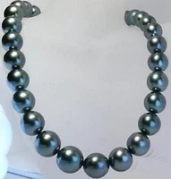 free shipping beautiful 11 12mm natural sea shell black pearl necklace 18