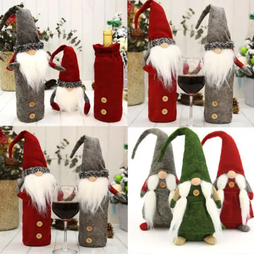 

Xmas Faceless Beard Santa Claus Doll Toy Christmas Wine Bottle Covers Decoration