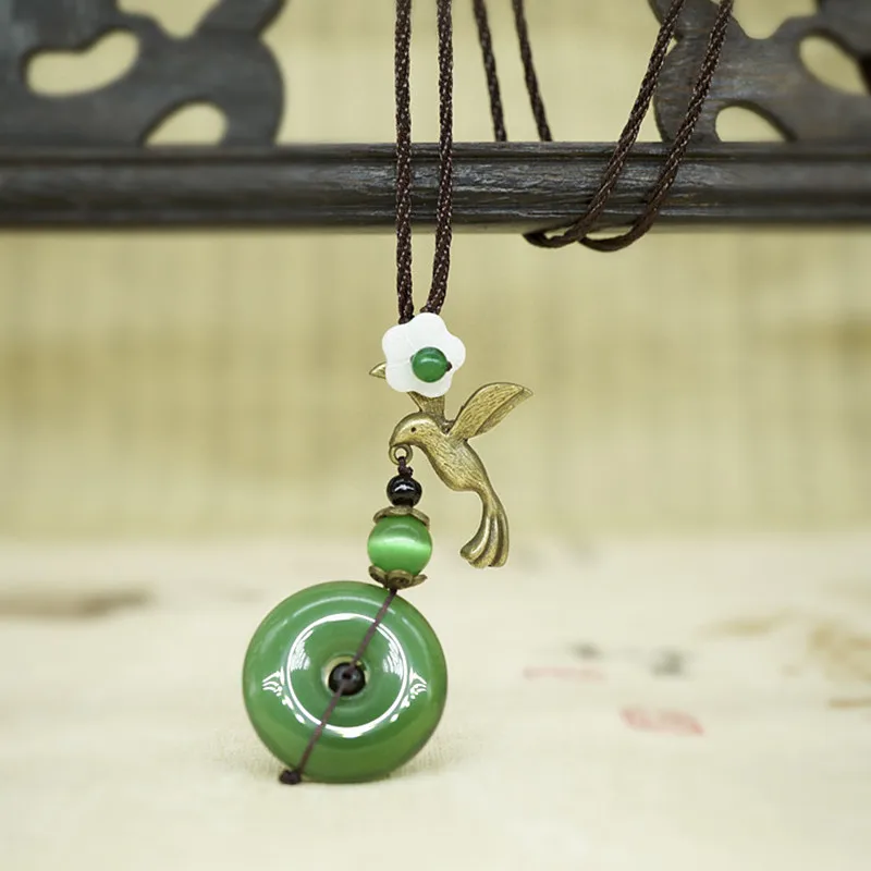 Yanting Green Chalcedony ожерелье с пряжкой в стиле мира этнические длинные модные ожерелья