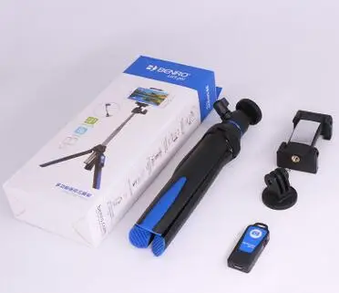 Blue Ulanzi BENRO MK10 селфи палка штатив Стенд 4 в 1 Выдвижной Монопод Bluetooth пульт дистанционного телефона крепление для iPhone X 8 Android Gopro - Цвет: Blue