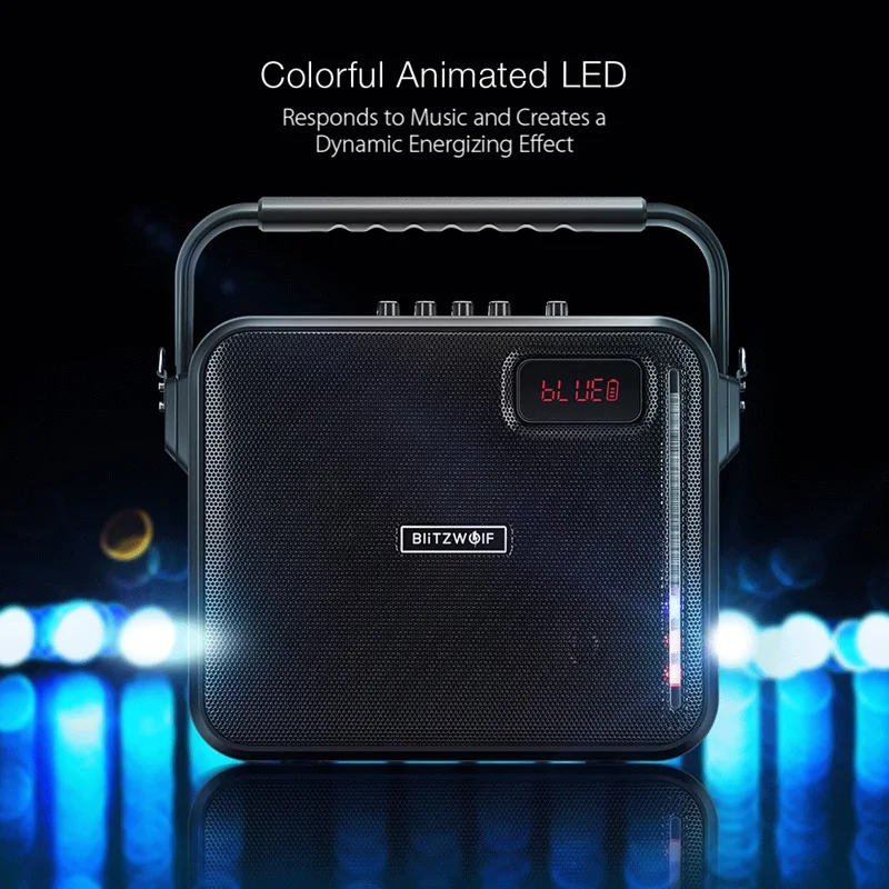 BlitzWolf bluetooth вечерние динамик для караоке V4.1 20 W 3600 mAh AUX in USB FM режиме портативный