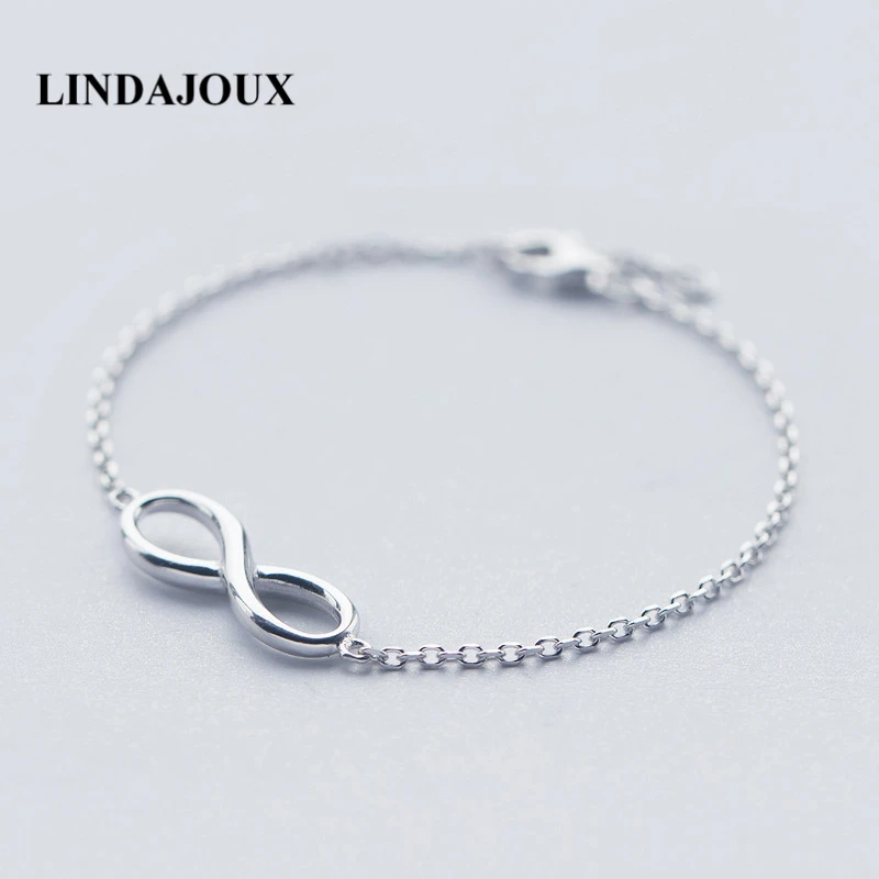 Lindajoux модные 925 пробы серебро Бесконечность бесконечные браслет для Для женщин S925