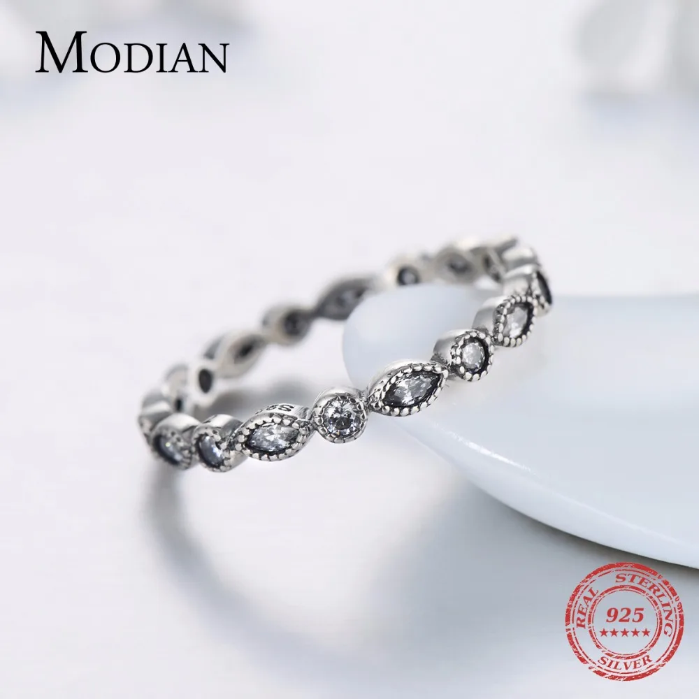 Modian Аутентичные 925 стерлингового серебра сверкающие кольца для женщин CZ