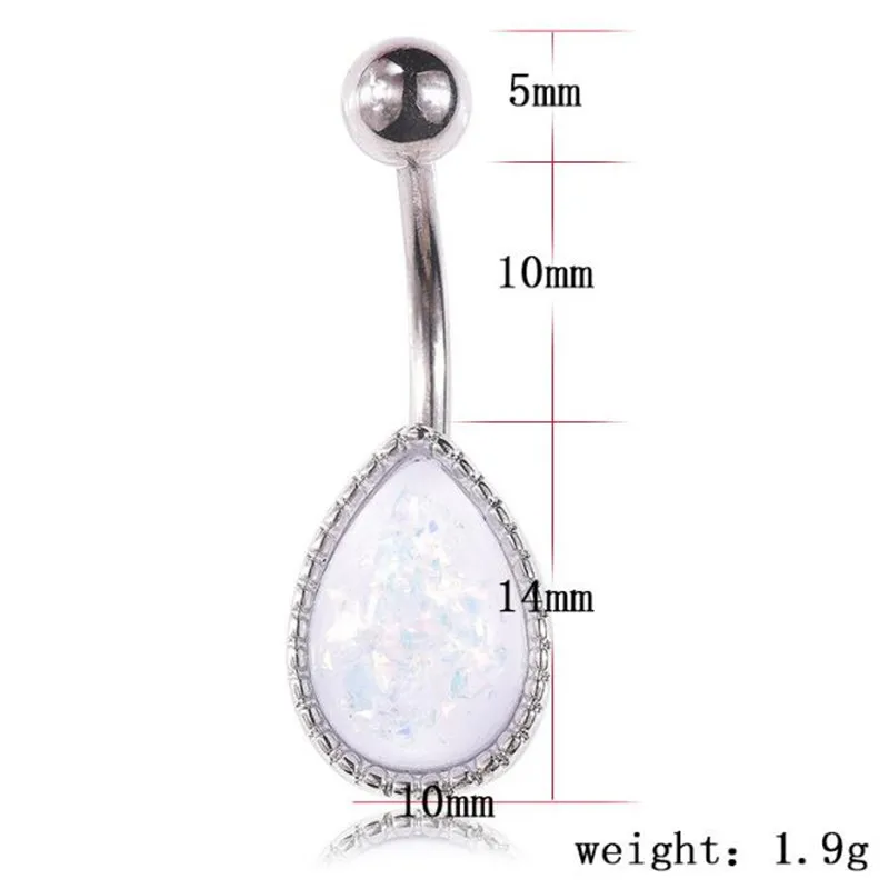 Женские кольца для пупка в виде капли воды из хирургической стали с опалом Модные
