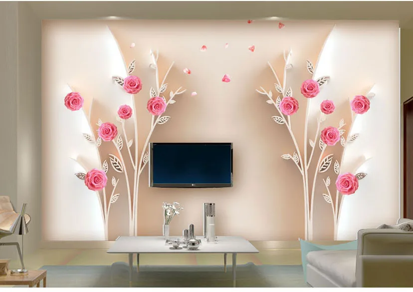 Современные благородные и экстравагантные обои 8d с цветами для гостиной фоновый