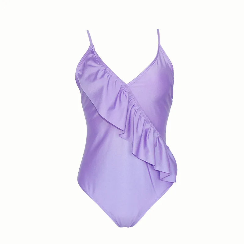 2018New сексуальный комплект бикини пуш ап Tong String One Piece Ruffled винтажный фиолетовый Ins