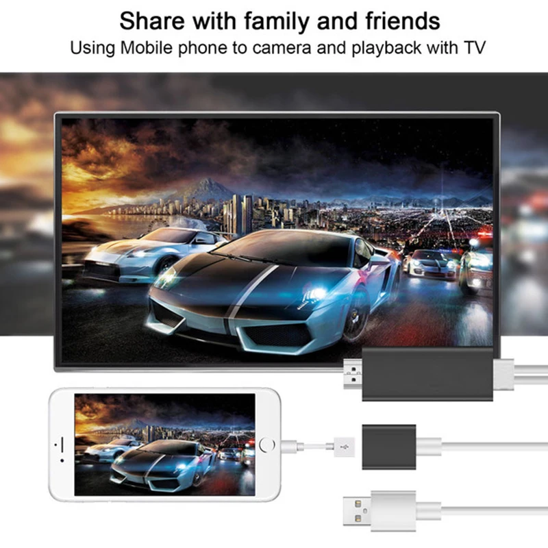 Зеркальный кабель HDMI телефон к ТВ HDTV адаптер для iPhone X/XS Max/7/8 Plus/iPad|Кабели HDMI| |