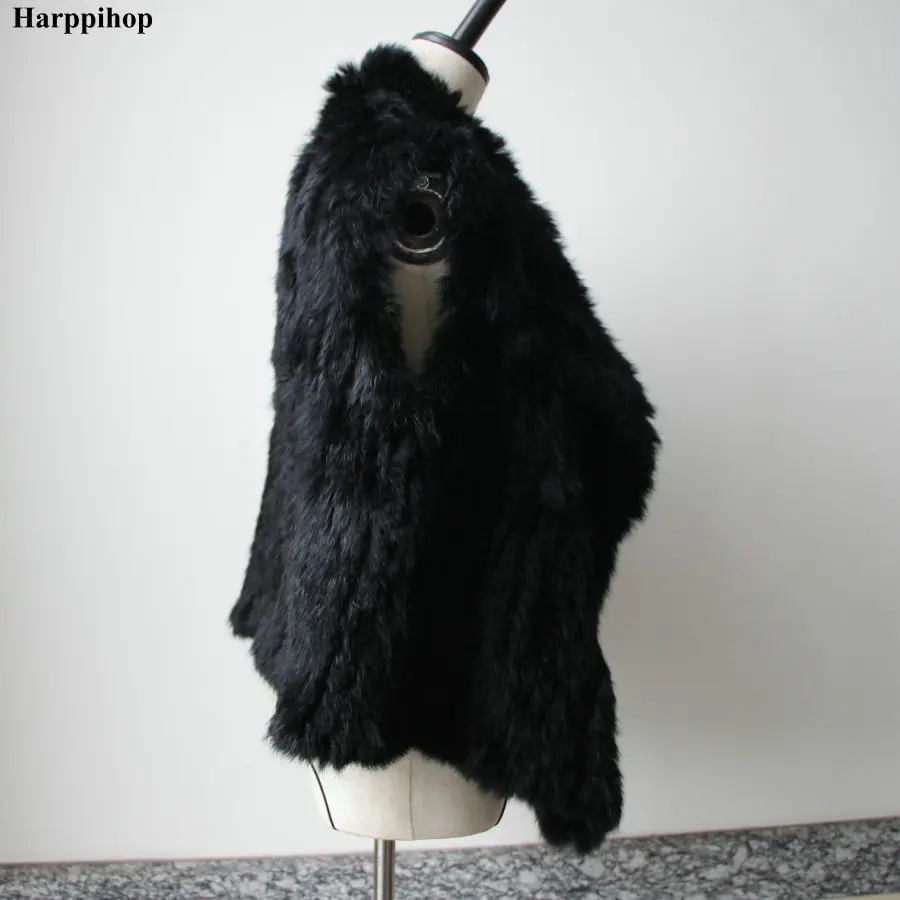 2021 Women Genuine Natural Real rabbit fur Knitted Vests Hand made Real Fur Gilets