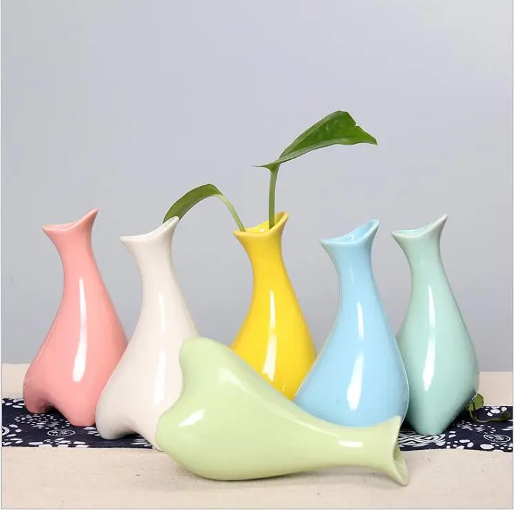 1PCS Mini Ceramic Vase Pattern Flower Creative Color Desktop Decoration Office Home Crafts | Дом и сад