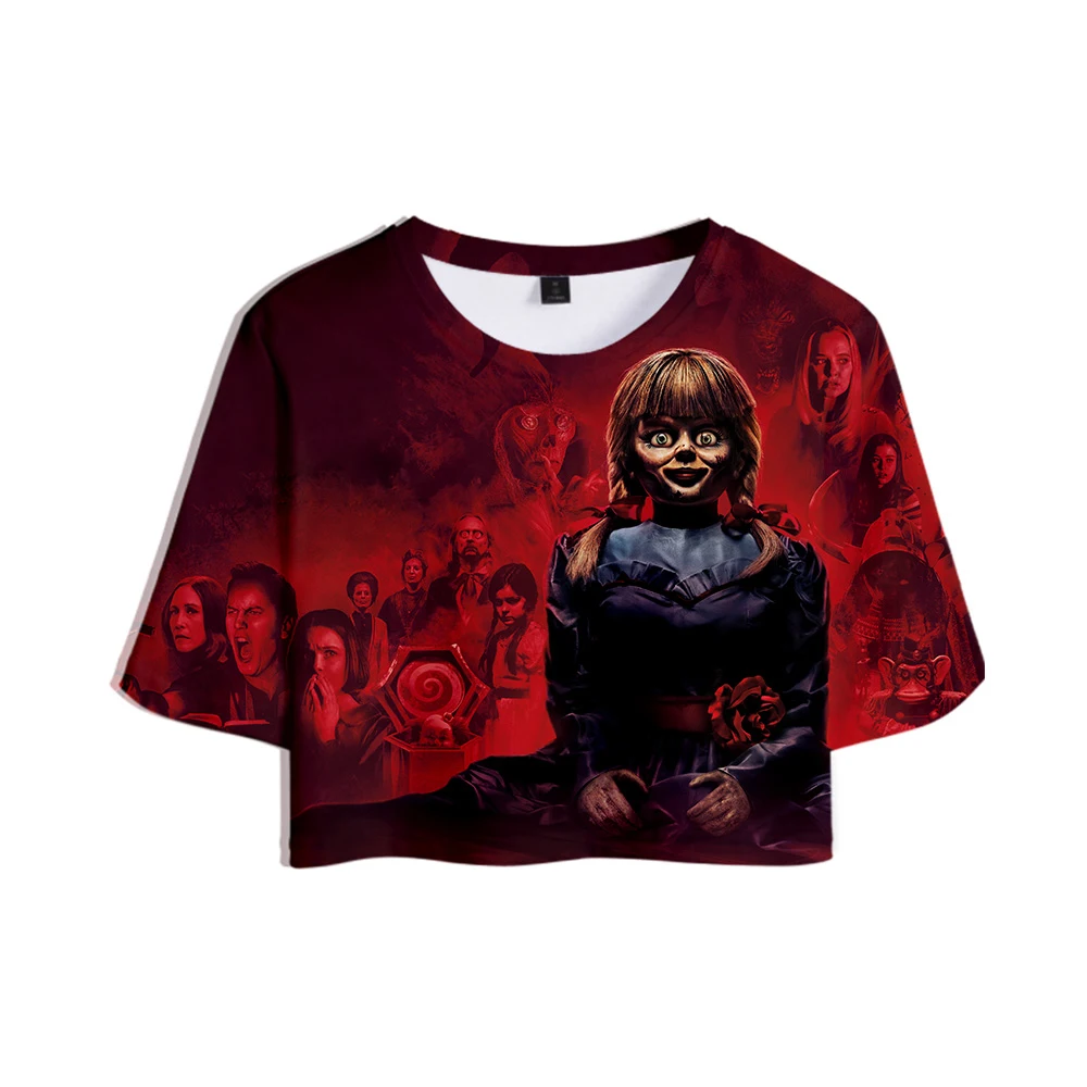 Annabelle 3D печатных модные женские повседневные короткие топы Летняя футболка с
